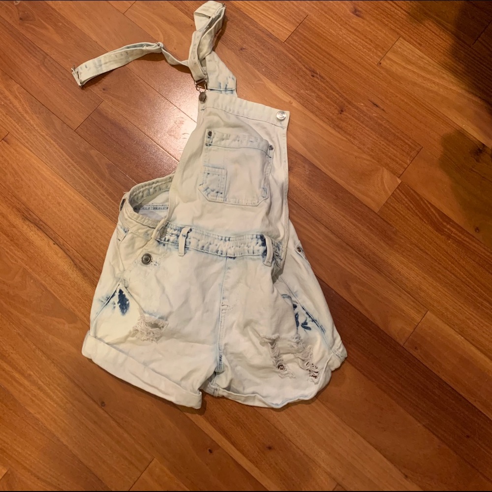 Light wash denim overalls